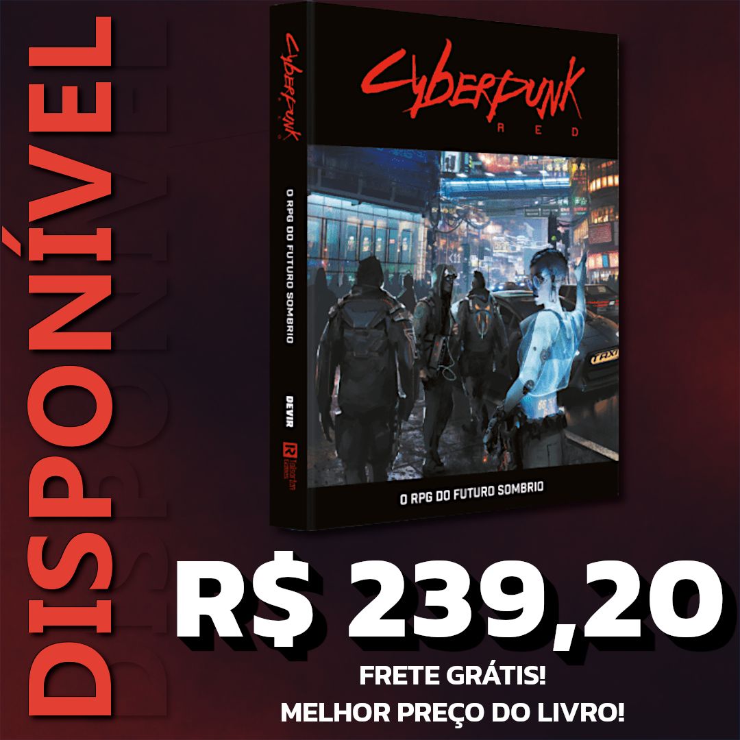 CYBERPUNK RED DISPONÍVEL! A edição brasileira de Cyberpunk Red finalmente está disponível na Amazon, e com o mesmo preço da pré-venda! Cyberpunk Red PT-BR - R$ 239,20 (20% de desconto) amzn.to/4bfblEw