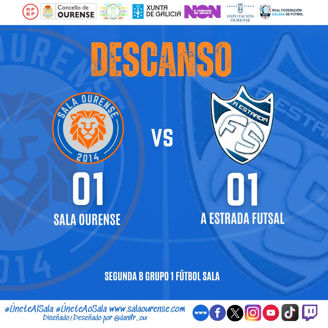 Descanso en Os Remedios! Sala Ourense 1 - A Estrada Futsal 1 #ÚneteAlSala #ÚneteAoSala #Descanso