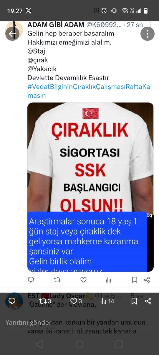 @herkesicinCHP Gelin hep beraber başaralım Hakkımızı emeğimizi alalım. @Staj @CirakStaj Devlette Devamlılık Esastır #VedatBilgininÇıraklıkÇalışmasıRaftaKalmasın