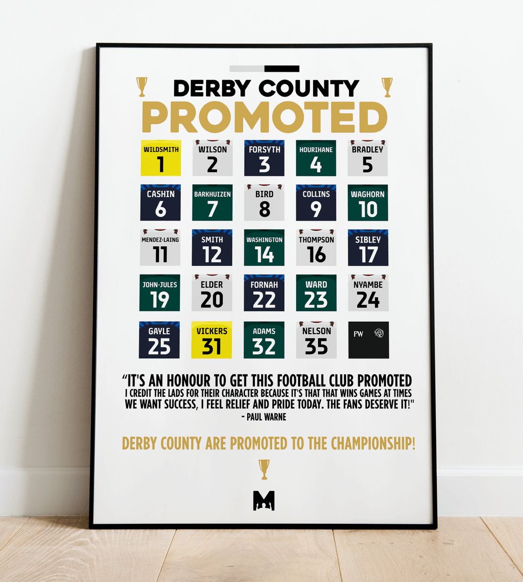 MezzalaDesigns's tweet photo. 🚨NEW DROPS🚨 

Congrats Derby County on your Promotion to the Championship!🏆

We're proud to release 2X Framed Print to make any DCFC Fan Happy!🐏 

Collins v Carlisle🇮🇪
23/24 Squad Print🏆

CODE: 'DCFC' for 15% OFF All Derby County Items✅ 

➡️https://t.co/BiuFOUwI7j

#DCFC https://t.co/pF2PQJHIDl
