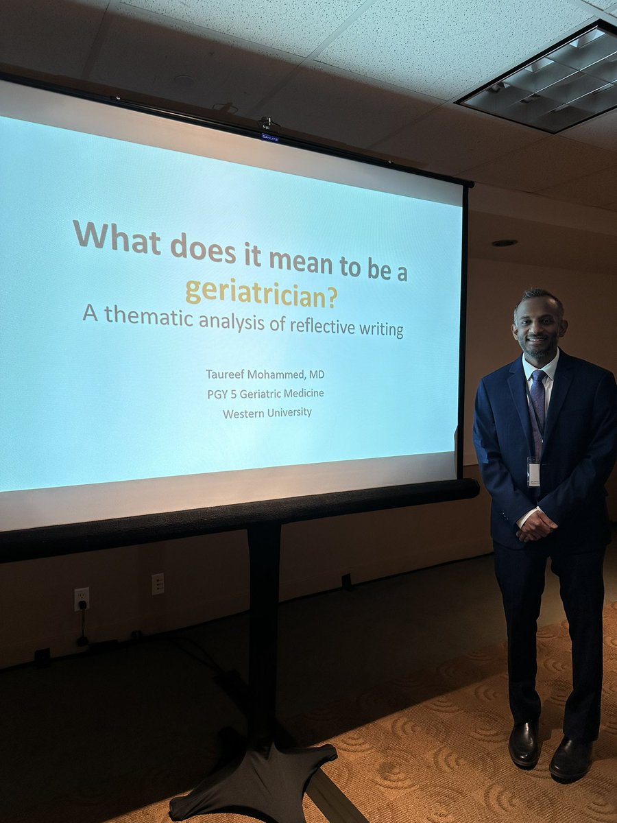 Congratulations to Dr. <a href="/Taureef/">Taureef Mohammed</a> Mohammed, our soon-to-graduate PGY-5 on presenting his project on reflective writing in geriatric medicine at <a href="/CanGeriSoc/">Canadian Geriatrics</a> #CGS2024
