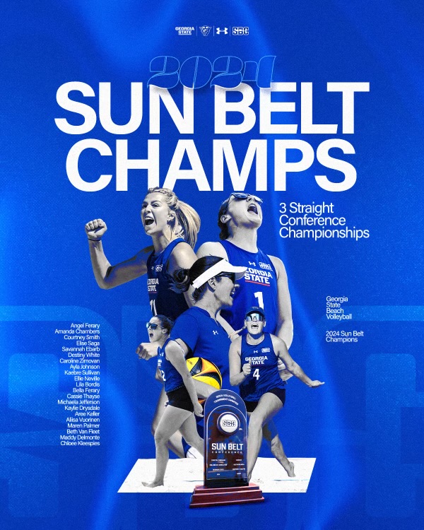 𝐐𝐮𝐞𝐞𝐧𝐬 𝐨𝐟 𝐭𝐡𝐞 𝐒𝐁𝐂👑 Georgia State defeats Coastal Carolina to win back-to-back Sun Belt Conference titles. The Sandy Panthers are returning to Gulf Shores for the fifth time in program history #LightItBlue | #GettingGritty