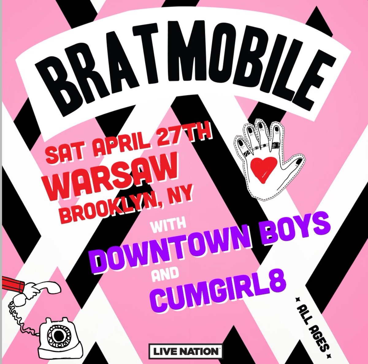 𝙏𝙊𝙉𝙄𝙂𝙃𝙏 💥 Riot grrrl greats Bratmobile are back in NYC for the first time in over 20 yrs with a #SoldOut show at Warsaw joined by special guests The Downtowwn Boys & Cumgirl8 ! ⏰ Doors: 7PM | Show: 8PM 📍261 Driggs Ave. Brooklyn, NY