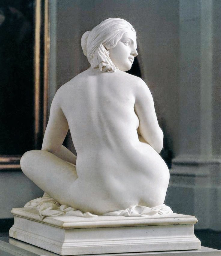 europeanhistory's tweet photo. "Odalisque" (back view) by J.J . #Pradier (1841) / French #marble #fineart https://t.co/OWk4W7WMCH