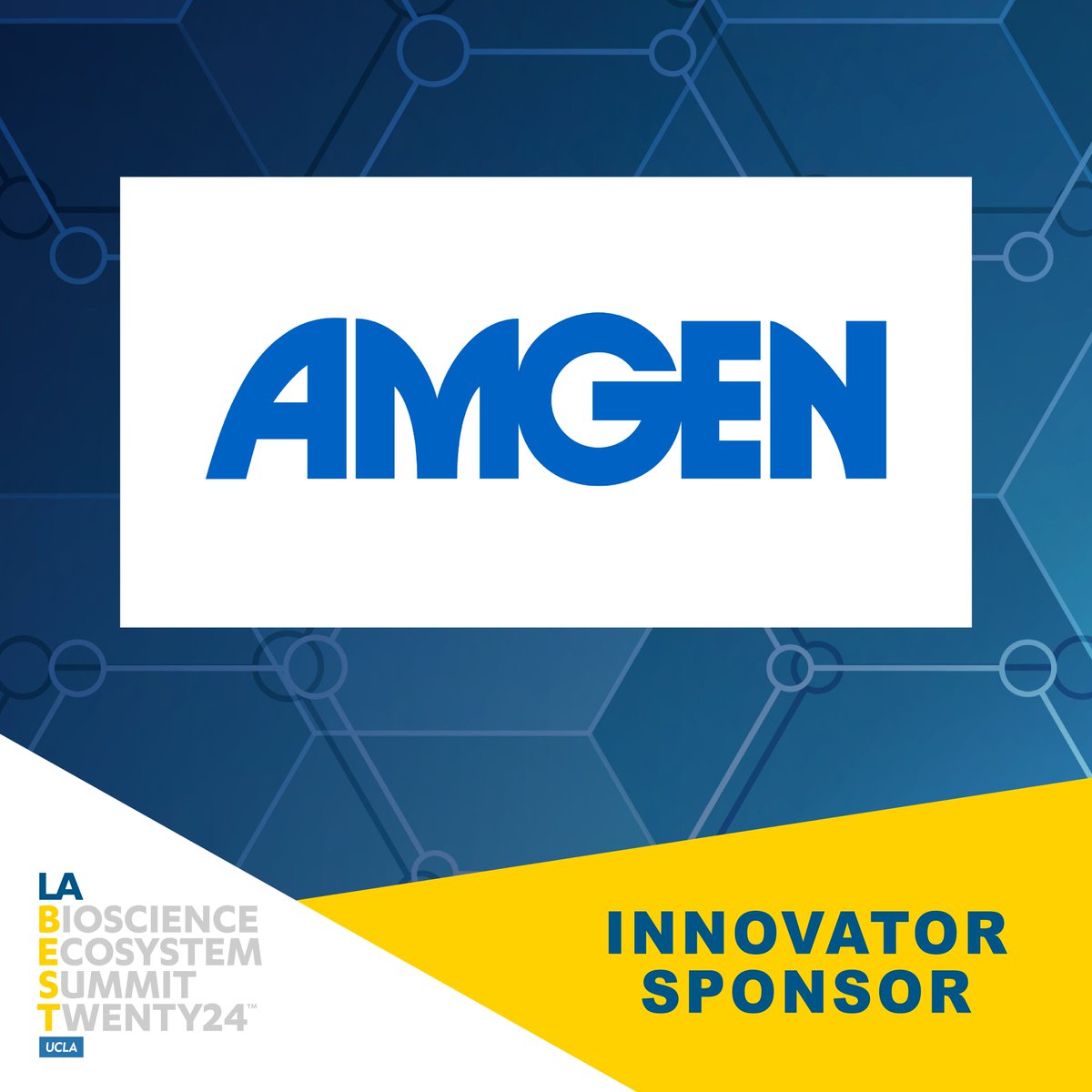 We couldn't do what we do without the support of our sponsors!

🌟Big thank you to #LABEST2024 Innovator Sponsor, @Amgen. Here's to fostering #LosAngeles into a hub of #biotech innovation, collectively creating amazing possibilities: bit.ly/3JXDsMZ 🌟

#bioscience #UCLA