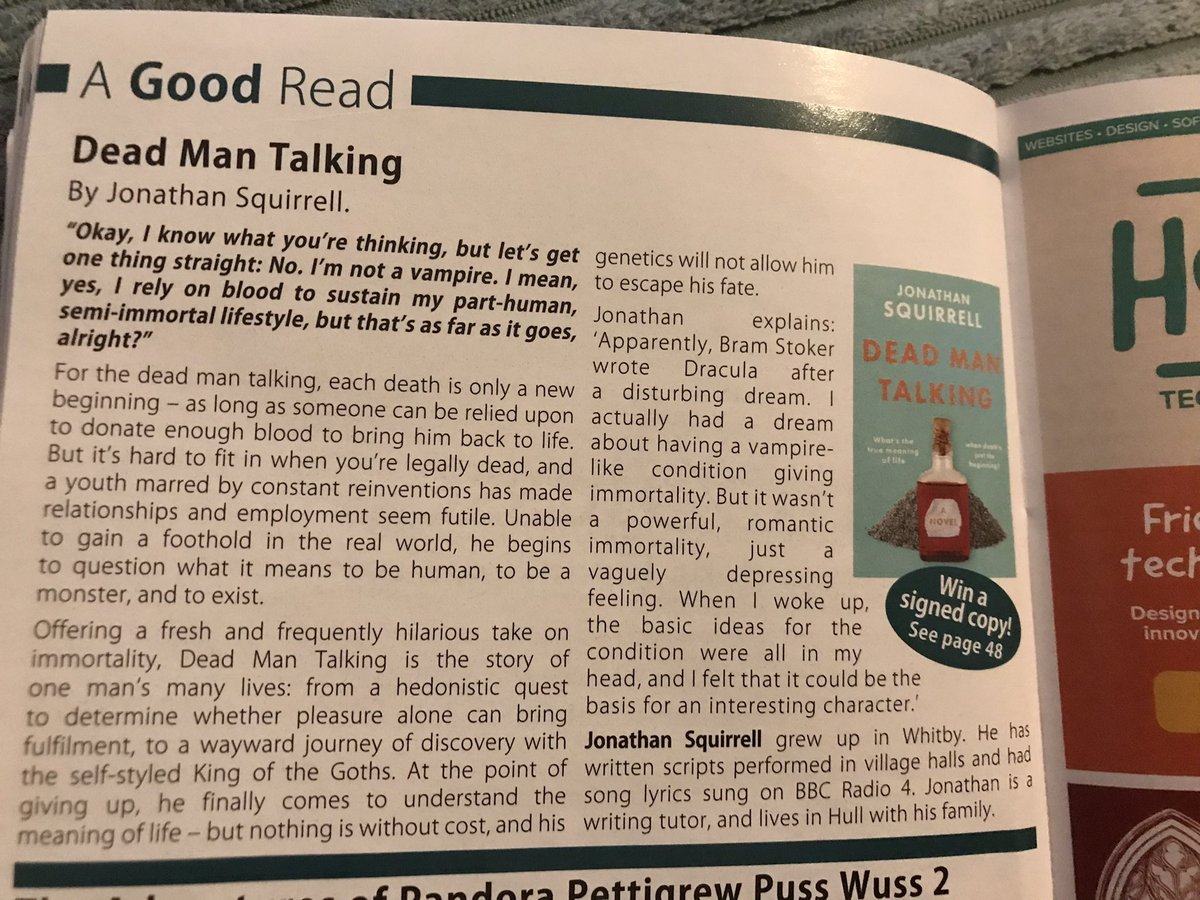 JMSquirrell's tweet photo. Someone could win a copy of my book as a prize for a crossword competition.
Other than maybe being a right answer in a pub quiz, I can’t really see it getting much better than that.
🏆😎
#DeadManTalking #Whitby #WritingCommunity #Winning https://t.co/hWzgDqZua6