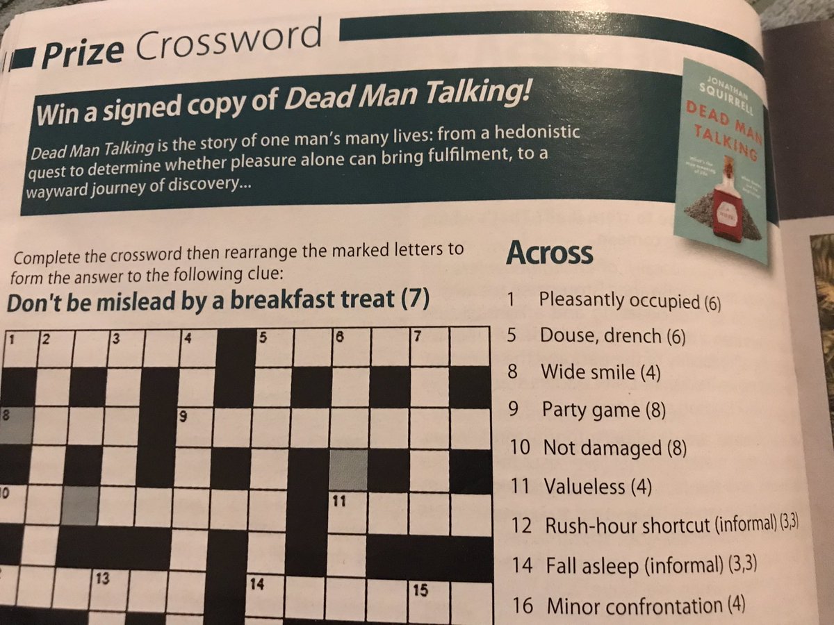 Someone could win a copy of my book as a prize for a crossword competition. 

Other than maybe being a right answer in a pub quiz, I can’t really see it getting much better than that.
🏆😎
#DeadManTalking #Whitby #WritingCommunity #Winning