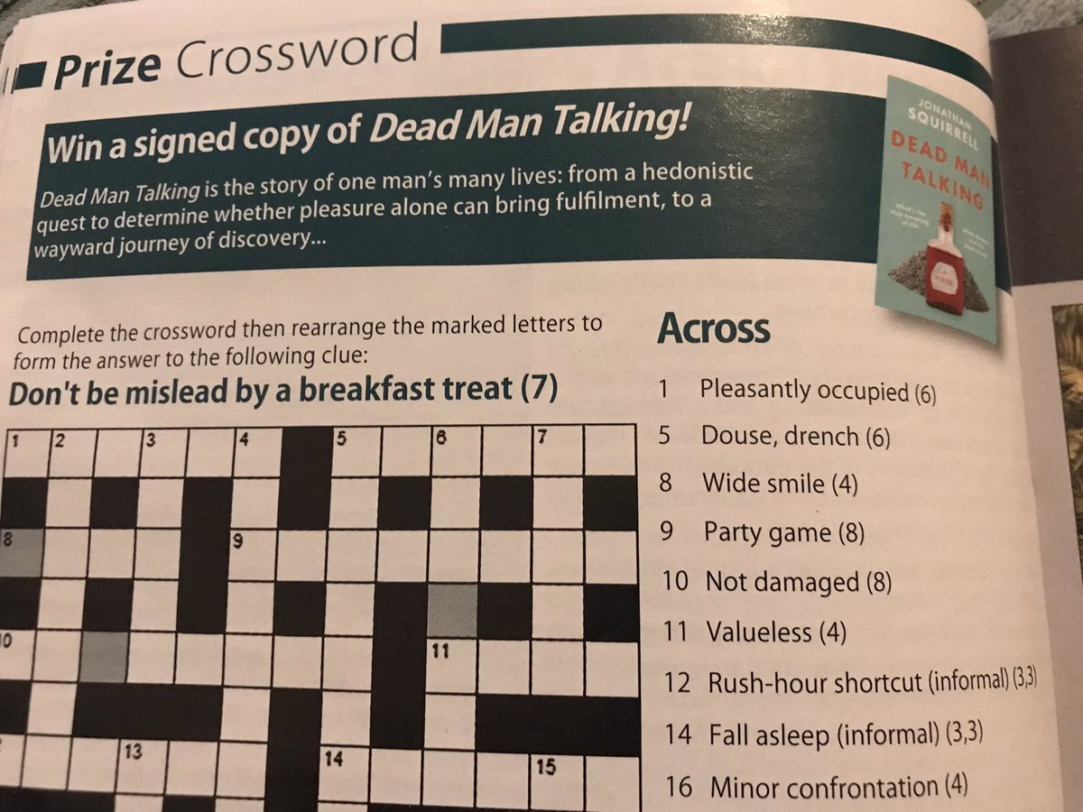 JMSquirrell's tweet photo. Someone could win a copy of my book as a prize for a crossword competition.
Other than maybe being a right answer in a pub quiz, I can’t really see it getting much better than that.
🏆😎
#DeadManTalking #Whitby #WritingCommunity #Winning https://t.co/hWzgDqZua6