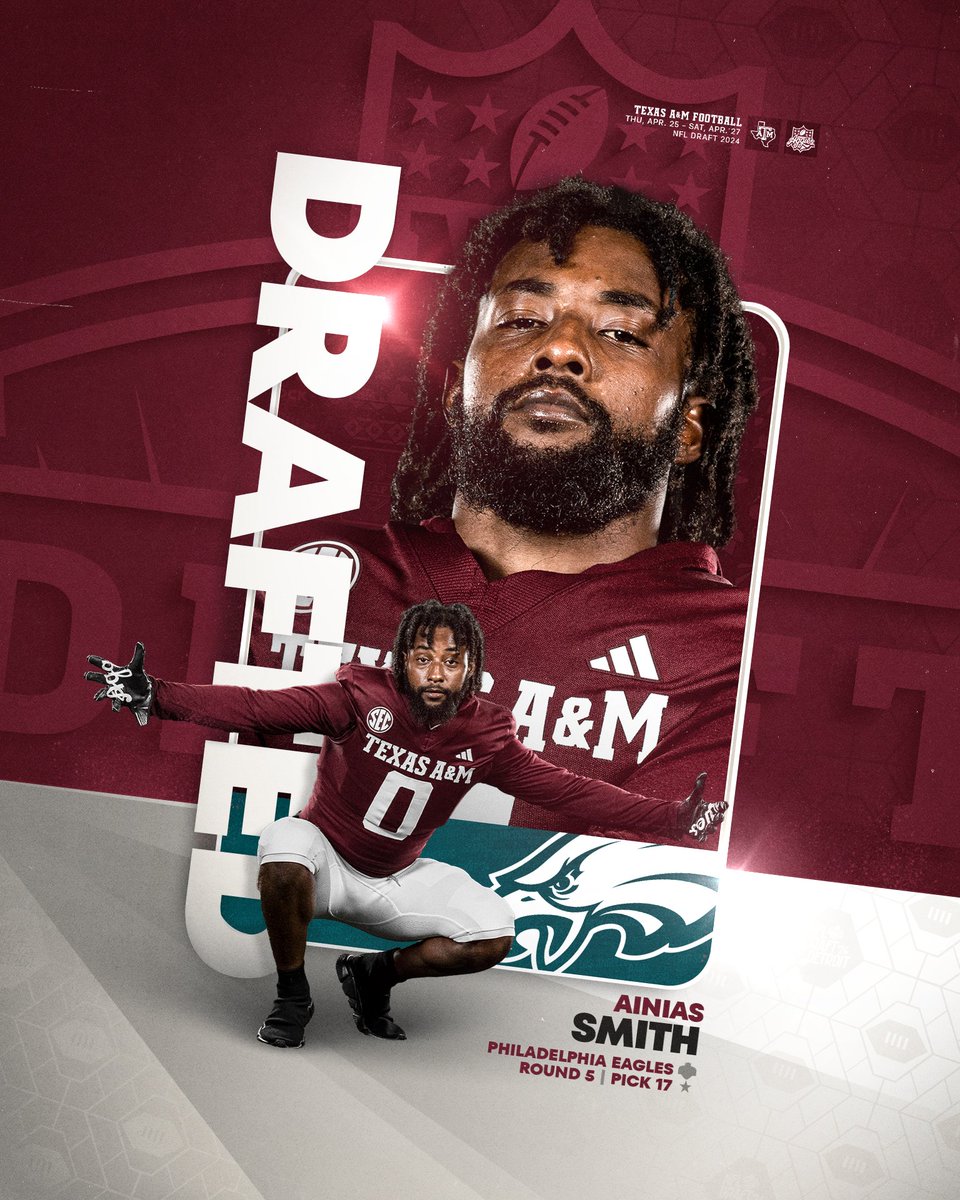 🥶🥶🥶 ➡️ Philly!

Congrats <a href="/ainias_smith/">Ainias Smith</a>!

#FlyEaglesFly 🤝 #GigEm