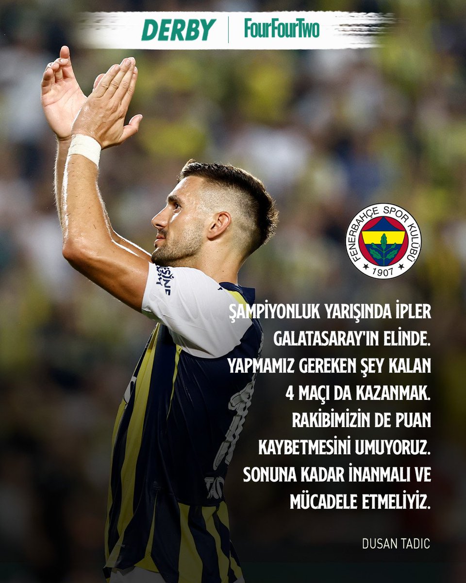 🟡🔵Fenerbahçe'nin deneyimli ismi Dusan Tadic, takımın kalan maçlara inanması gerektiğini söyledi. 

#VerbiDerby