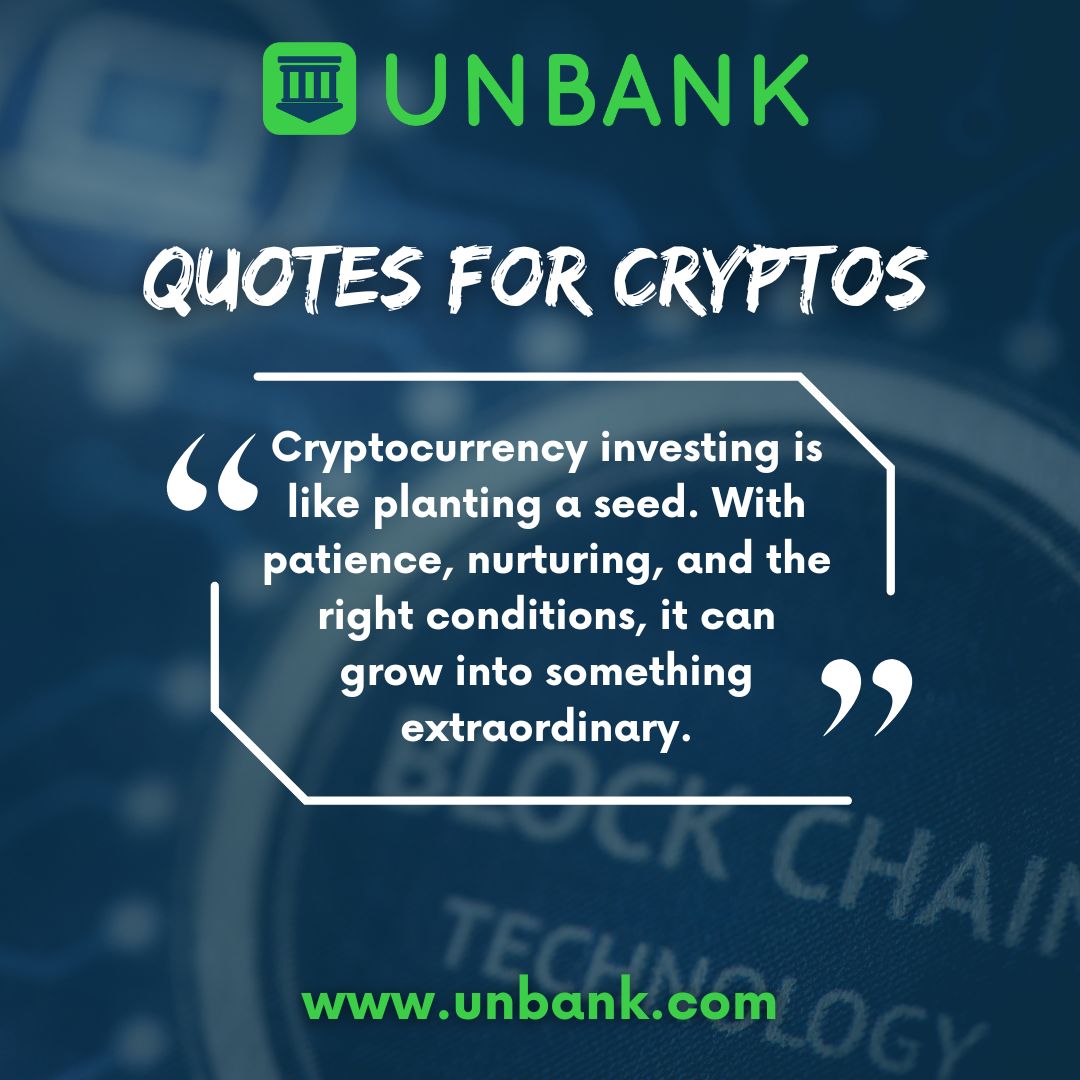Maximize the potential of cryptocurrency and embrace its transformative power. Follow Unbank for essential advice, tips, and tricks. #unbank #quotes #cryptolearning #cryptomarket #success #cryptoinvestment #cryptocurrencies