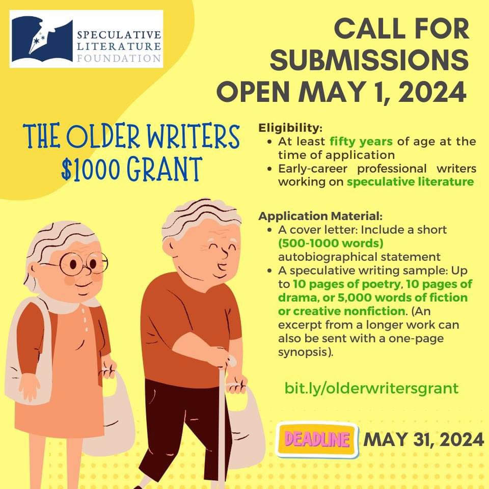 This grant is for writers over 50. Look at the image.