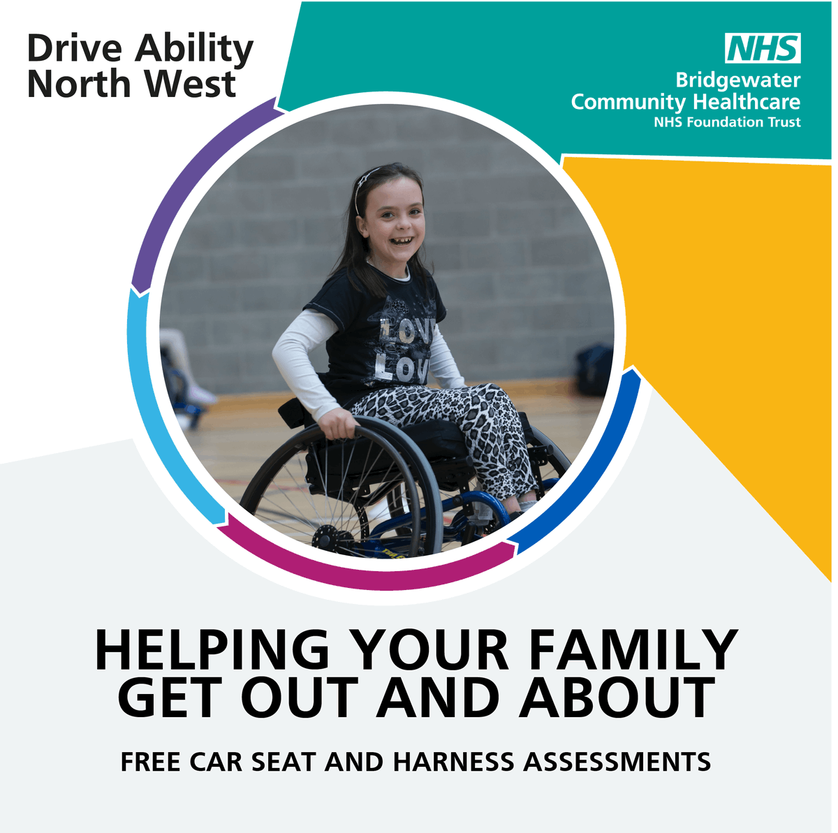 We help hundreds of children with disabilities get out and about with free car seat and harness assessments 💙 Contact us at: 📲 01942 483 713 💻bridgewater.nhs.uk/drive #CarSeat #SafeTravel #AccessibleTravel @DrivingMob