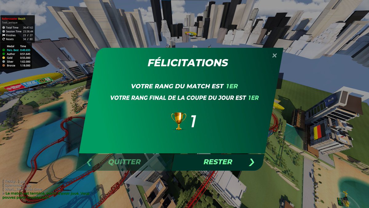 Gagner une COTD ✅ 🏎️💨
Je participe tellement peu au COTD que je m'y attendais pas du tout mais hyper heureux de l'avoir accompli, 1ère fois YAAAAA 🥳