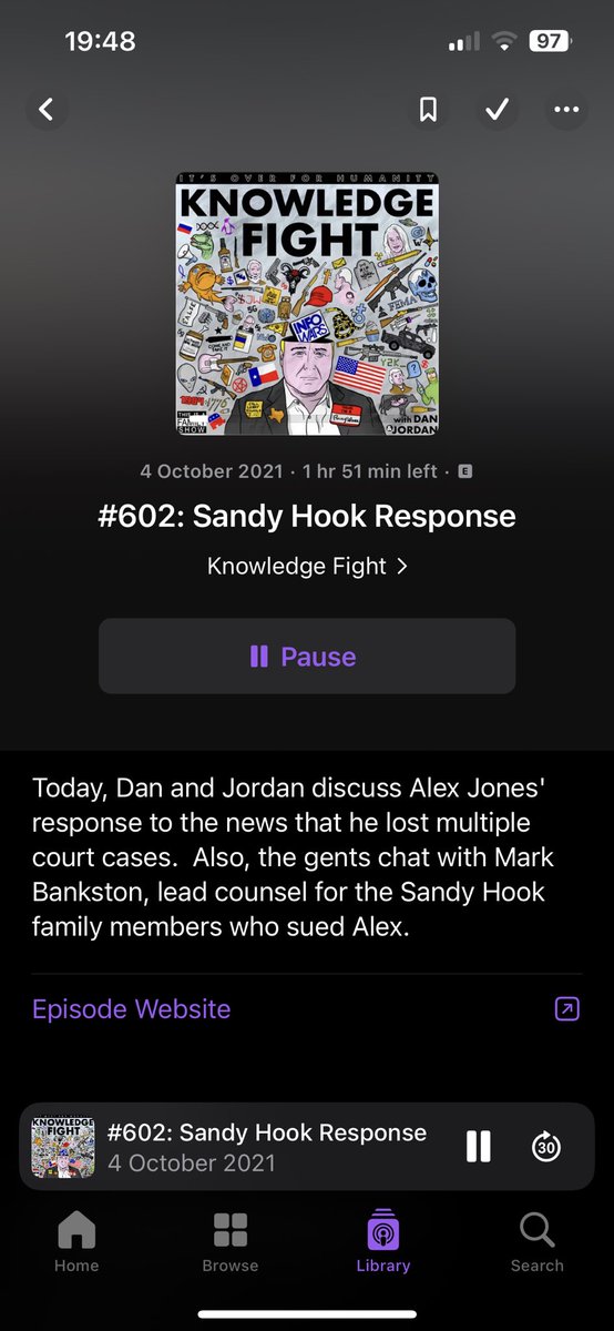 DomMitchell's tweet photo. Binging on podcasts of @knowledge_fight It’s essentially a comedic deconstruction of one of the worst propagandists living @AlexJonesMW3. It’s a must listen and the intelligence and research behind it is incredible. #AlexJones #SandyHook 
#KnowledgeFight #InfoWars https://t.co/74SttMst52