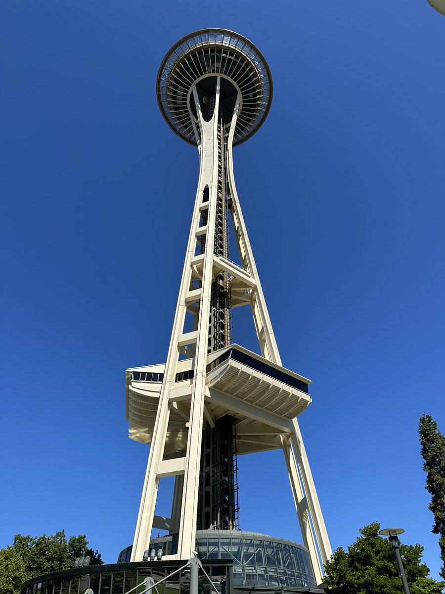 Share an image shot straight up !

The Space Needle is an iconic Seattle landmark that towers over the city. At the time of its construction, it was the tallest structure west of the Mississippi River. 

#spaceneedle 
#seatle 
#Washington 
#USA