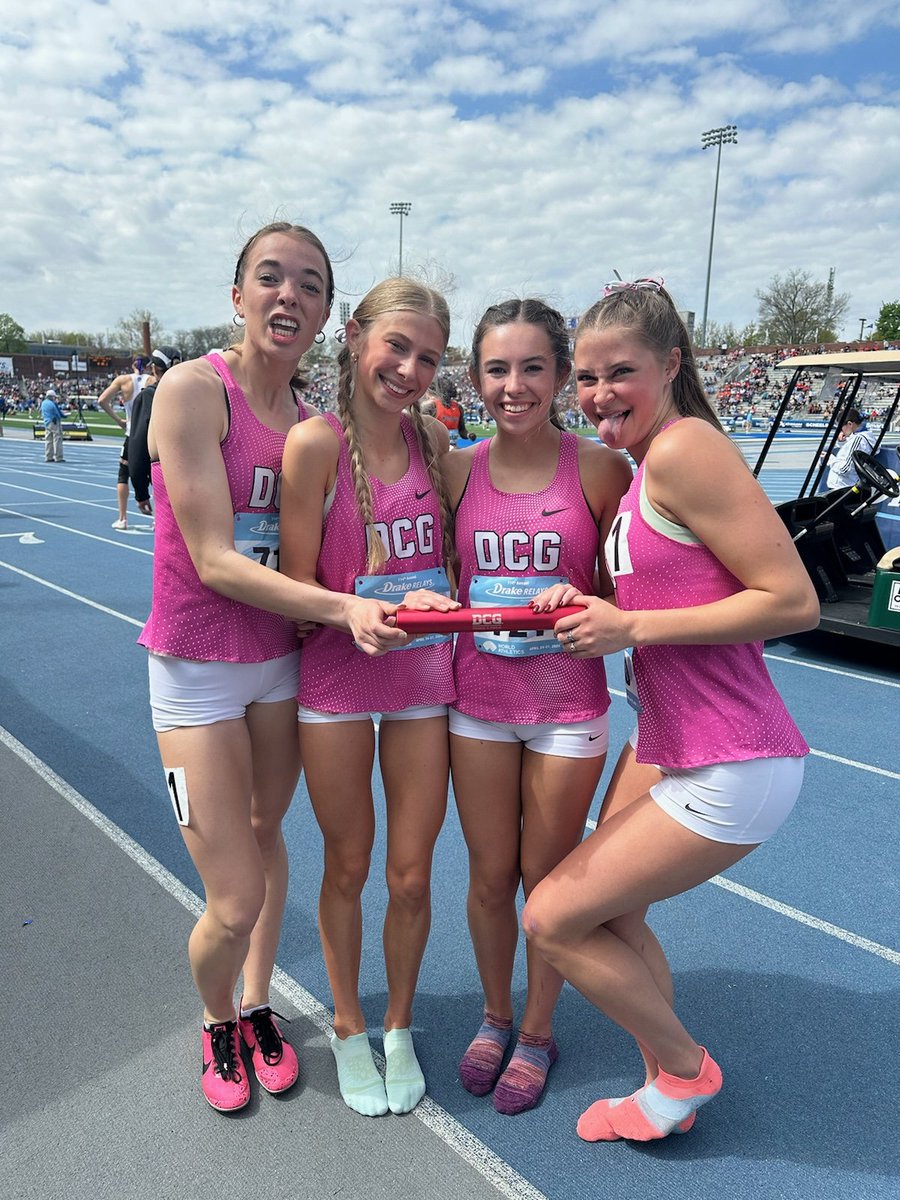 DCGGirlsXC's tweet photo. 📢📢 School record alert📢📢
4x800 beats the school record by 21 seconds!!
9:14.68 is also the 11th best time in Iowa history!!
Way to go Maddy, Piper, Tess, Maddie!! 🏃‍♀️🏃‍♀️🏃‍♀️🏃‍♀️ https://t.co/5FaQjhRP3g