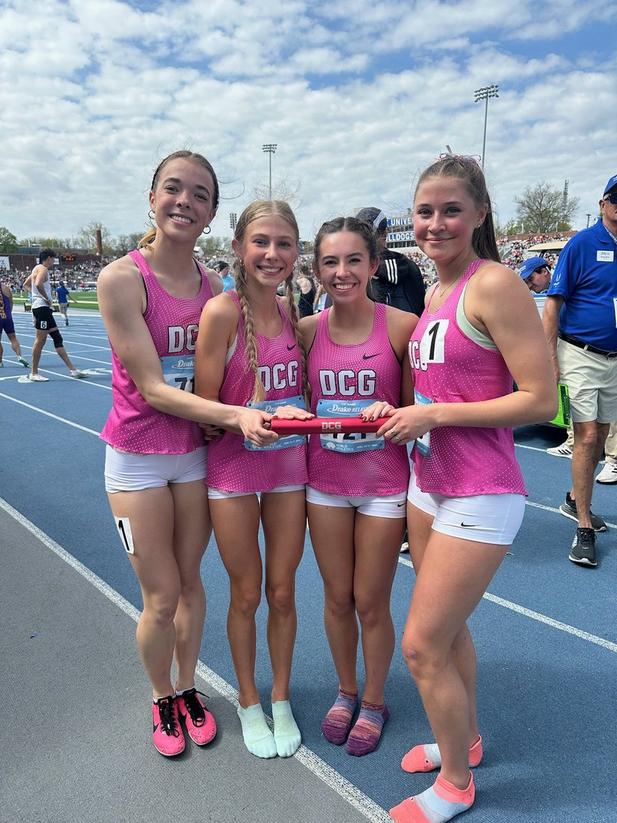 DCGGirlsXC's tweet photo. 📢📢 School record alert📢📢
4x800 beats the school record by 21 seconds!!
9:14.68 is also the 11th best time in Iowa history!!
Way to go Maddy, Piper, Tess, Maddie!! 🏃‍♀️🏃‍♀️🏃‍♀️🏃‍♀️ https://t.co/5FaQjhRP3g