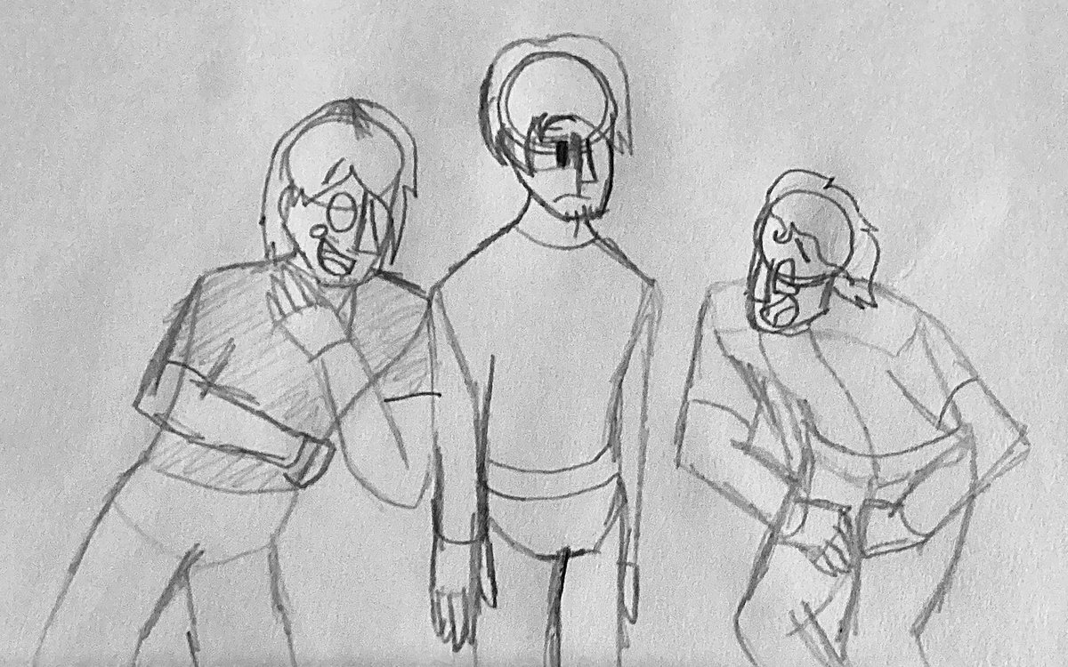 #daradio I drew Chris, Will and Chrissy as the laughing wolves meme from the last cursed images video it was an opportunity I had to take!