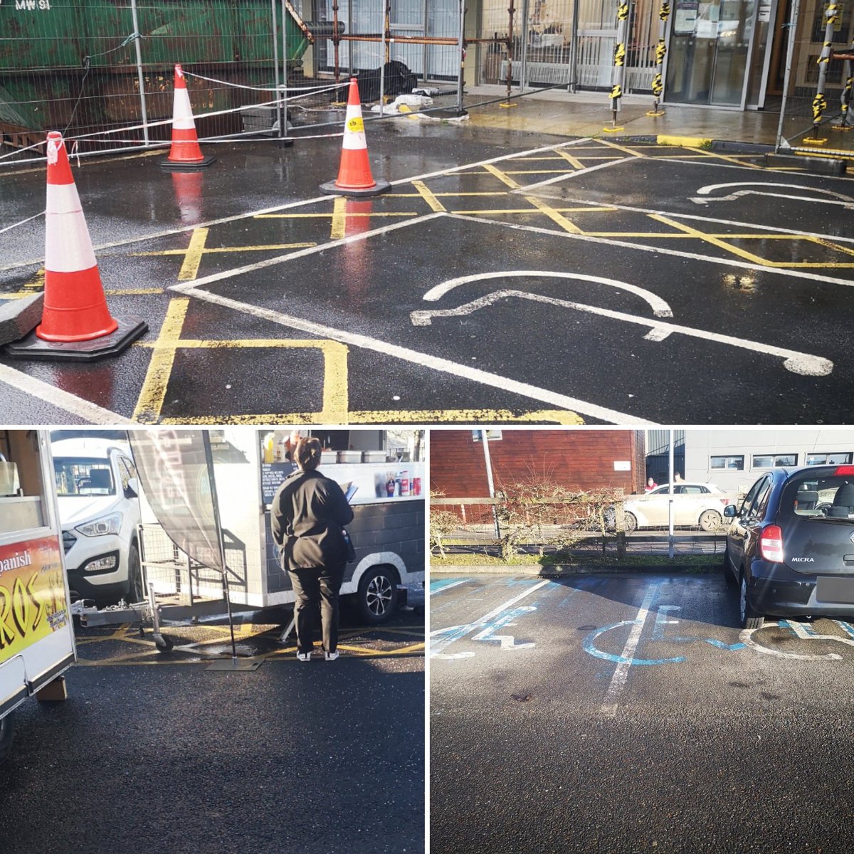 3 visits to 3 different hospitals in the South East over the last 3 months & we encountered... ➡️Food trucks on ♿🅿️ ➡️Poor paintwork no access aisles ➡️Cordoned off ♿🅿️no backup. Absolutely disgraceful. We cannot use generic bays. @HSELive @BernardGloster @AnneRabbitte