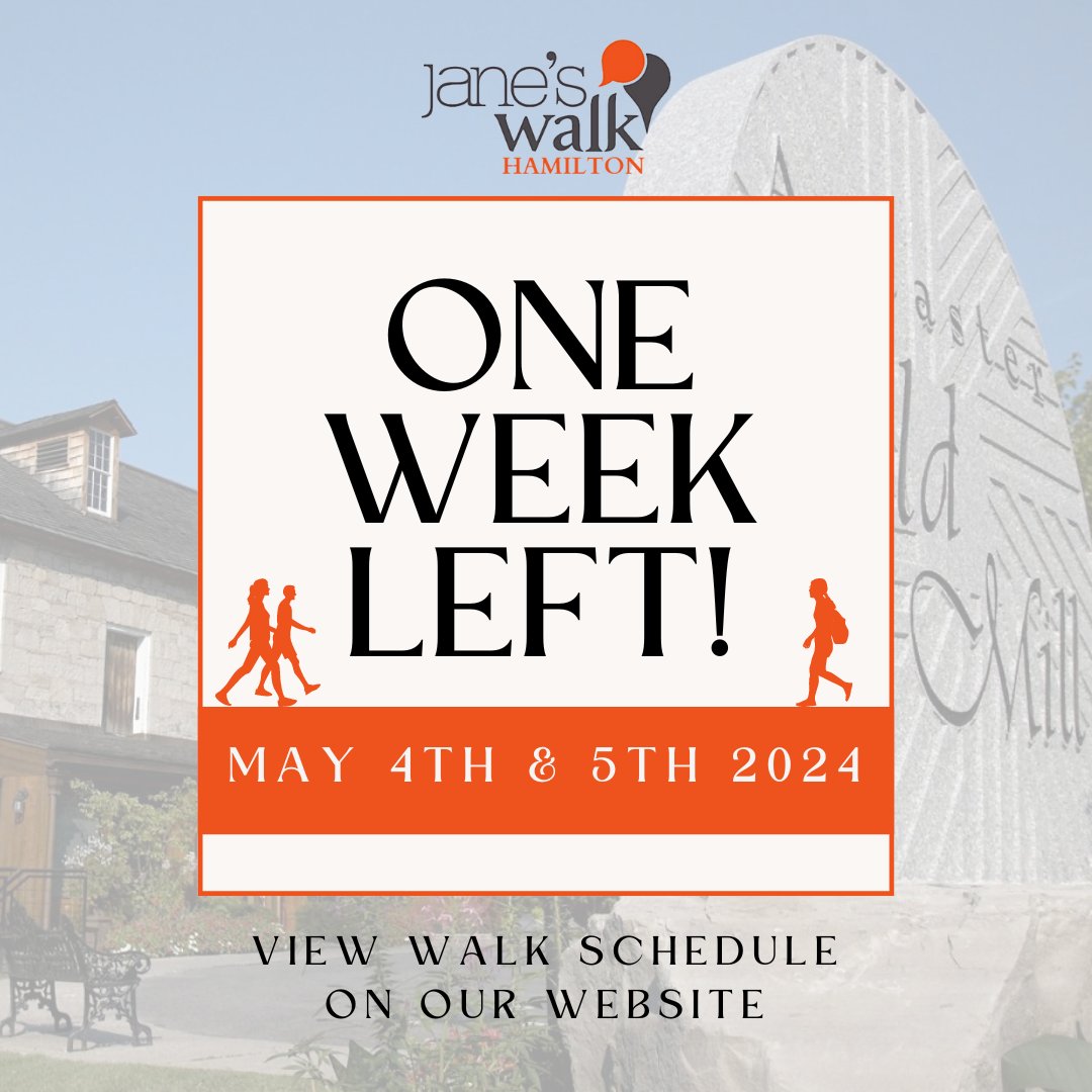 There's only one week 🗓️ left until Jane's Walk Hamilton is HERE🥳! Check out our website to pick a walk 👉 janeswalkhamilton.mystrikingly.com #HamOnt #JanesWalk #Hamilton #hamiltonontario #hamiltonevents