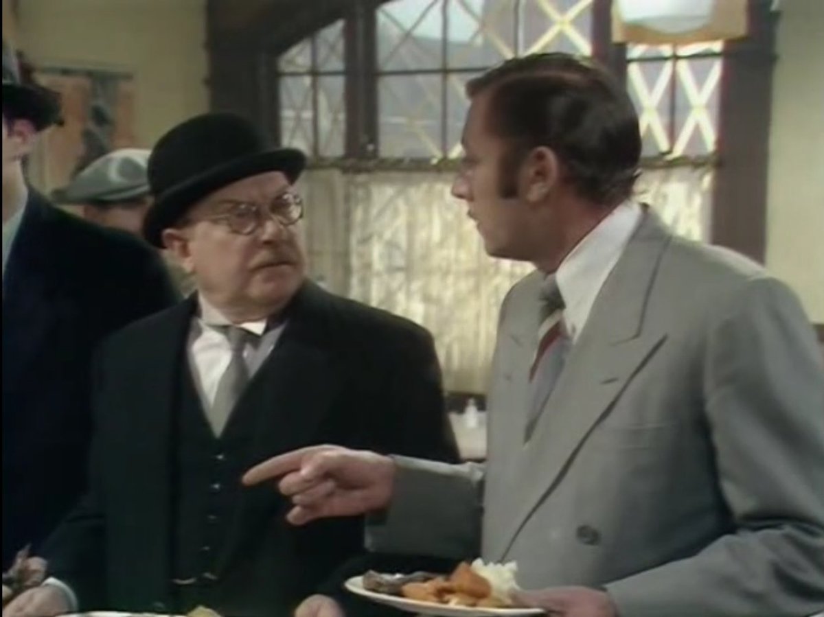 'There's 2 week's meat ration there- I've got toad in the hole!' 'You wanna watch that, it can be very nasty'. #DadsArmy 'The Two and a Half Feathers'