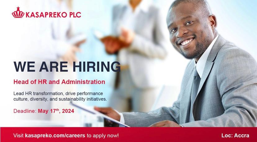 Take the challenge to drive transformative strategies, foster a culture of excellence, and shape the future of the workforce at Kasapreko PLC. 

Apply Now! Visit lnkd.in/da_Q4aqw