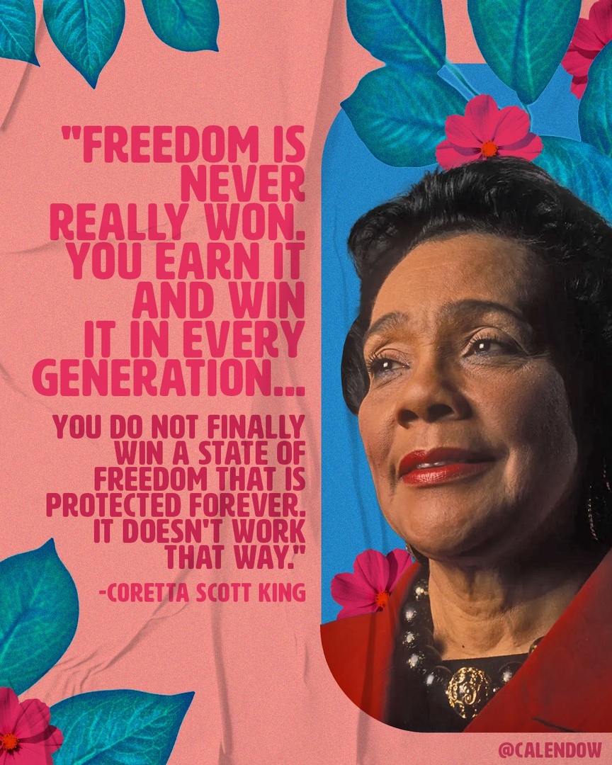 Happy Heavenly Birthday to #CorettaScottKing! She wasn't just the wife to Dr. Martin Luther King Jr., but an avid activist and changemaker herself. While she doesn't often receive accolades, we say WE SEE YOU for all that you are, and for all of the change you made in the world.