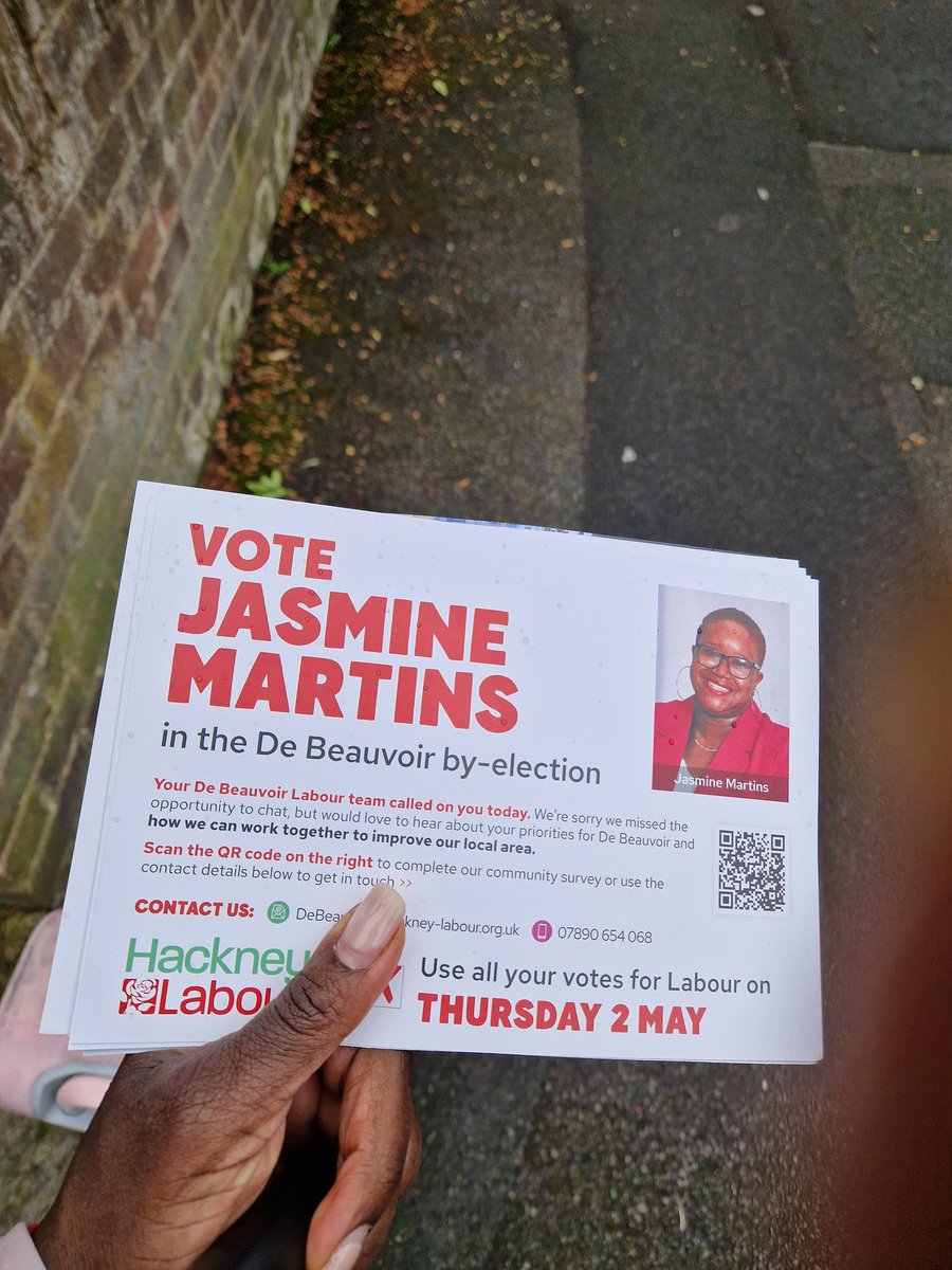 On Thursday if you live in #Debeauvoir by-election #vote for Jasmine Martins.
The principled candidate and local girl who cares deeply about our #Hackney community and the policies needed to tackle 
 #childpoverty #foodinsecurity