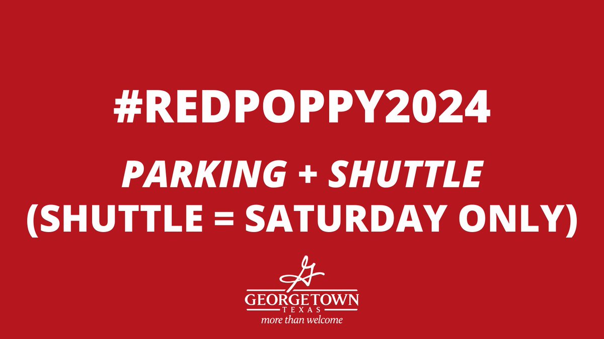 visitgeorgetown's tweet photo. Making your way down to #RedPoppy2024🌹 on the #GeorgetownTX Square for to catch Silverada and Easton Corbin tonight?
We’ve got several options to help you get around: 
🚌All-day shuttle
🅿️Parking
❌No GoGeo paratransit
More 👉 https://t.co/QDy8HWEz5B https://t.co/GguEAcRR8q