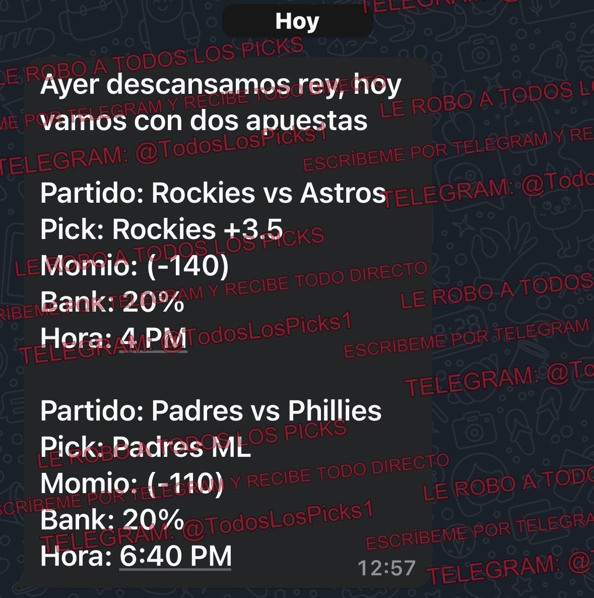 REY APOSTADOR 
GRUPO PREMIUM

¡TODOS SUS PICKS PREMIUM GRATIS AQUÍ! 👇
t.me/TodosLosPickss