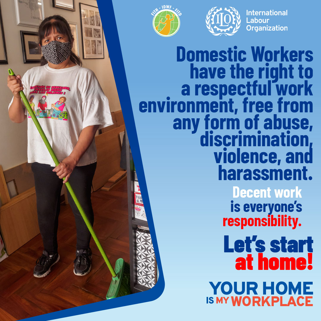 ⚠️ #DomesticWorkers are especially vulnerable to violence & harassment in the workplace. 📌#OHS also includes the prevention and eradication of violence, harassment, discrimination, & abuse in the workplace. @UN @UN_Women @SolidarityCntr @FordFoundation @FESonline @OpenSociety