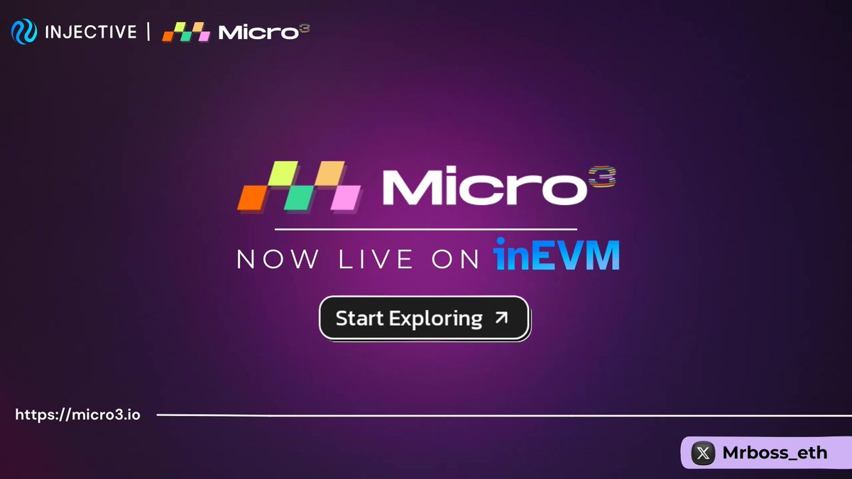 mrboss_eth's tweet photo. 🎉 @Micro3io has integrated @Injective's inEVM!
Micro3 is one of the fastest-growing mint-to-earn SocialFi platforms, empowering creators and artists to explore wide possibilities across multiple networks.
#Injective #Micro3io #SocialFi #inEVM https://t.co/GpubjVOrf4