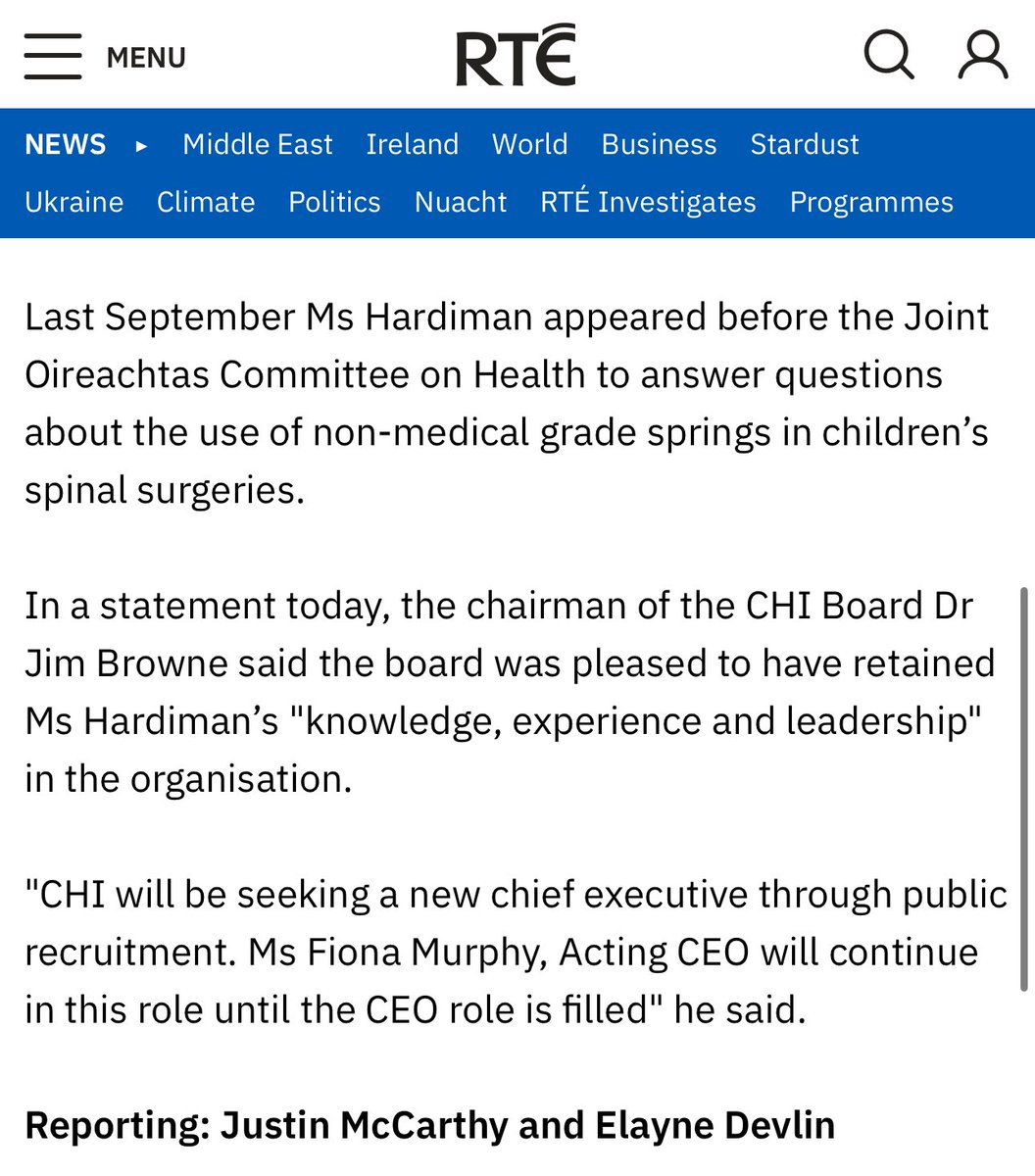 How Irish media works: The Ditch reveals that the CEO of Children’s Health Ireland has been removed, which comes after The Ditch’s exposure of serious allegations on practices at Temple Street. RTE then publishes straight-up propaganda for Children’s Health Ireland. Depressing.