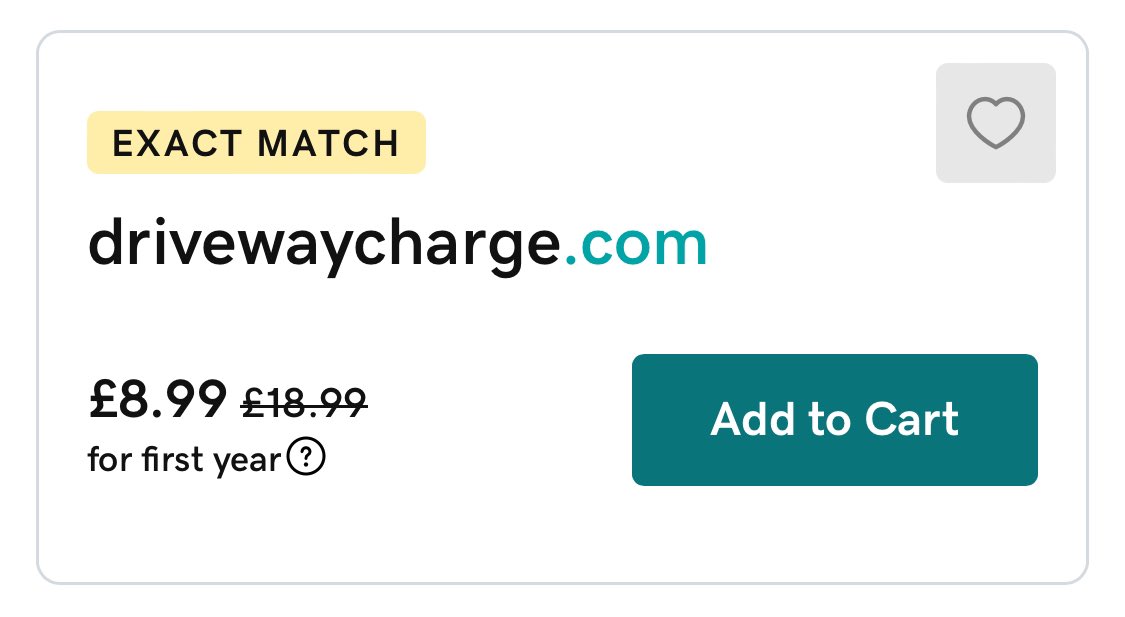 🚨👇 available to register, DrivewayCharge.com

Another from the EV expansion space, this is good for homecharger suppliers or electricians OR the remote charge service that will grow, just like breakdown trucks for gas/petrol cars

#domains #digital #domainsforsale #web