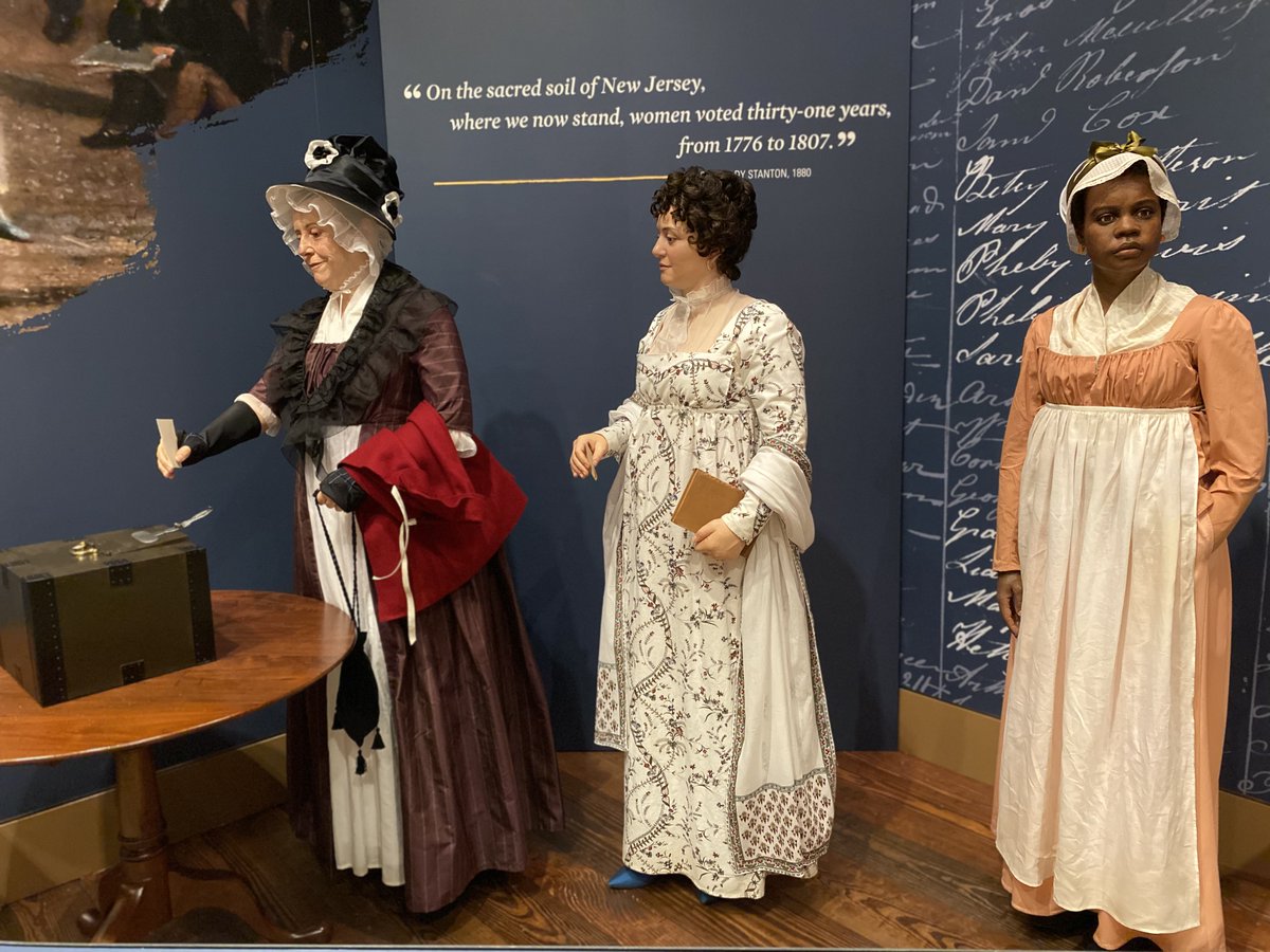 #OnThisDay in 1759, political philosopher and author Mary Wollstonecraft was born. In a tableau at the Museum, the middle figure holds a copy of Wollstonecraft's Rights of Woman as she waits to vote in an 1801 election in NJ. When Women Lost the Vote: bit.ly/3oO5kvy