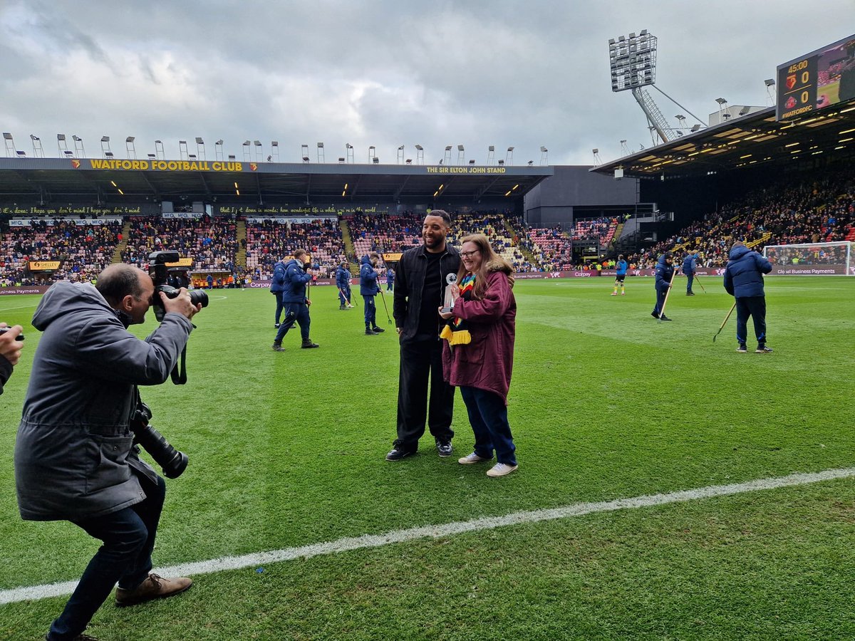 Can't believe I was made @WatfordFC supporter of the season! I've been lucky to work with the club and fans, @WFCTrust @WatfordGold , Golden Memories and so many more, & be part of @ProudHornets @WOWatfordFC and We Allies. After some of my toughest times this means so much! 💛