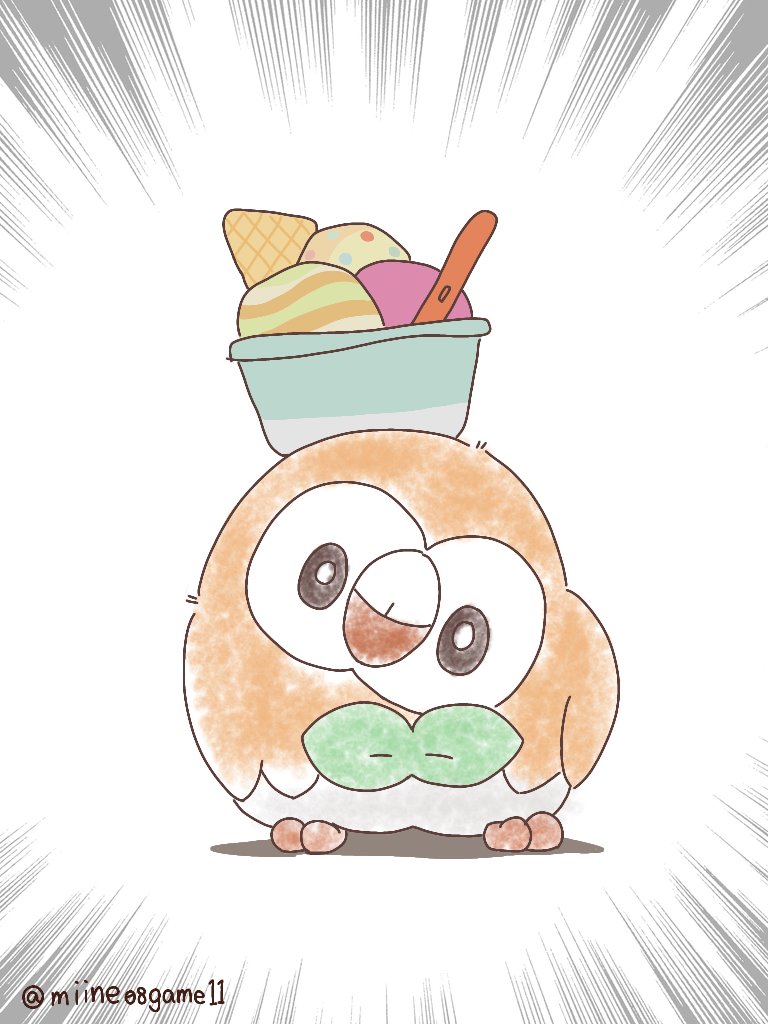 rowlet solo white background closed mouth food artist name twitter username black eyes  illustration images
