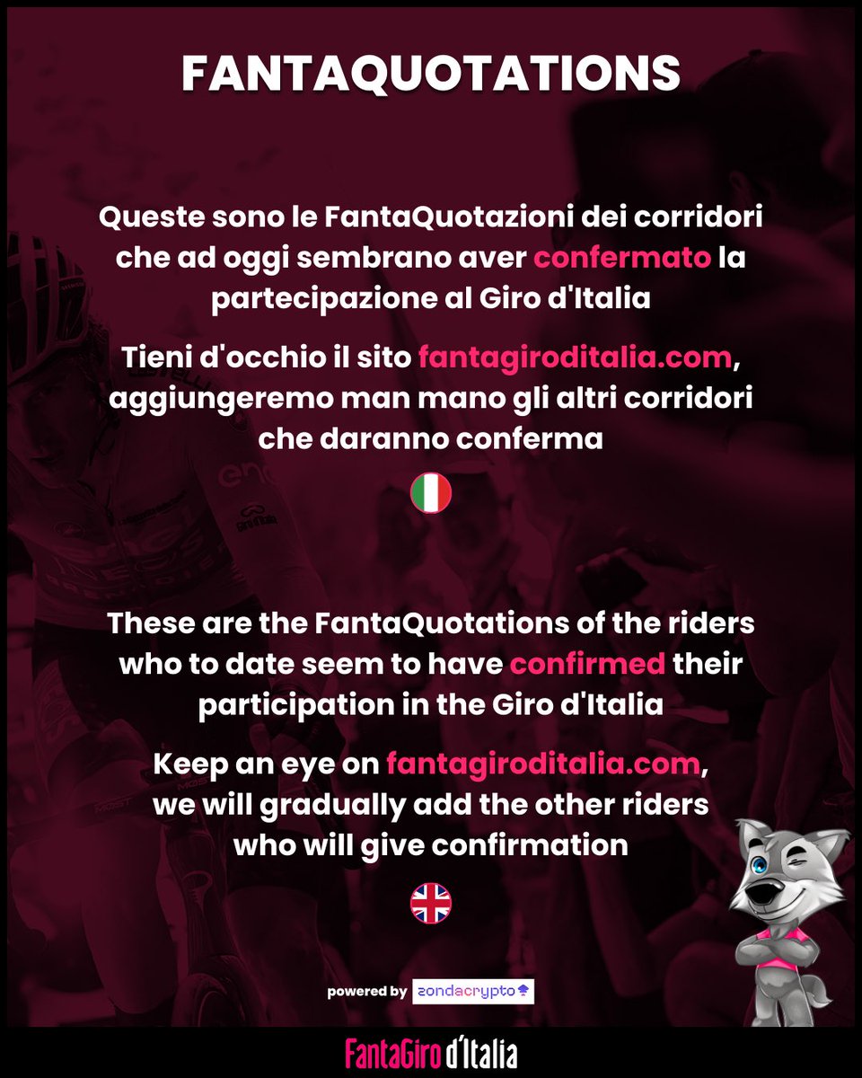 FantaQuotations powered by @zondacrypto: INEOS Grenadiers

⬇️Check out the riders’ FantaQuotations below ⬇️

#fantagiroditalia #giroditalia #cycling