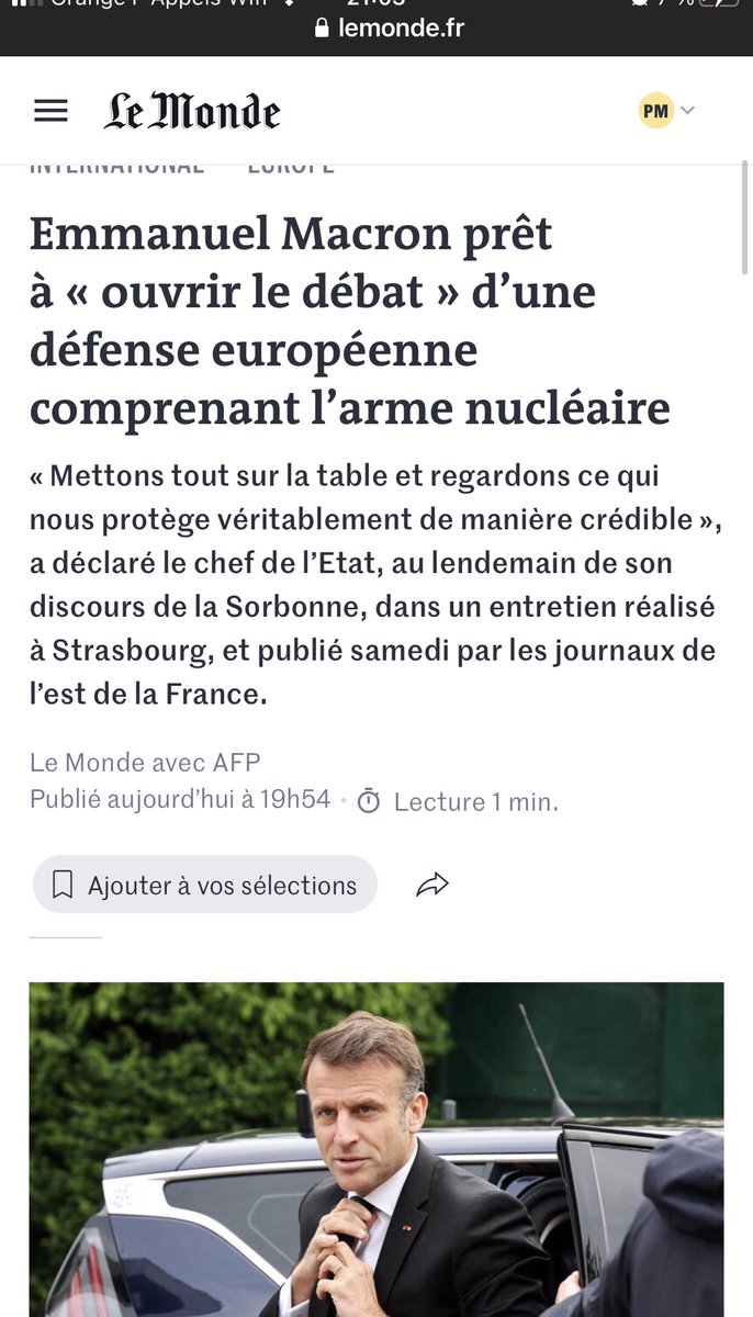 Macron est prêt à donner la dissuasion nucléaire française pour en faire une dissuasion nucléaire européenne !
✅Ce type est un traître absolu à la France.
Que les médias qui l’ont aidé à arriver au pouvoir se bougent !
@franceinfo @franceinter @europe1 @RTLFrance @RTLFrance…