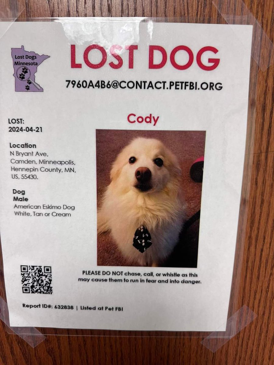 Hey Minneapolis friends - keep an eye out for my friend and coworkers dog Cody. Retweet to boost the signal if it can.