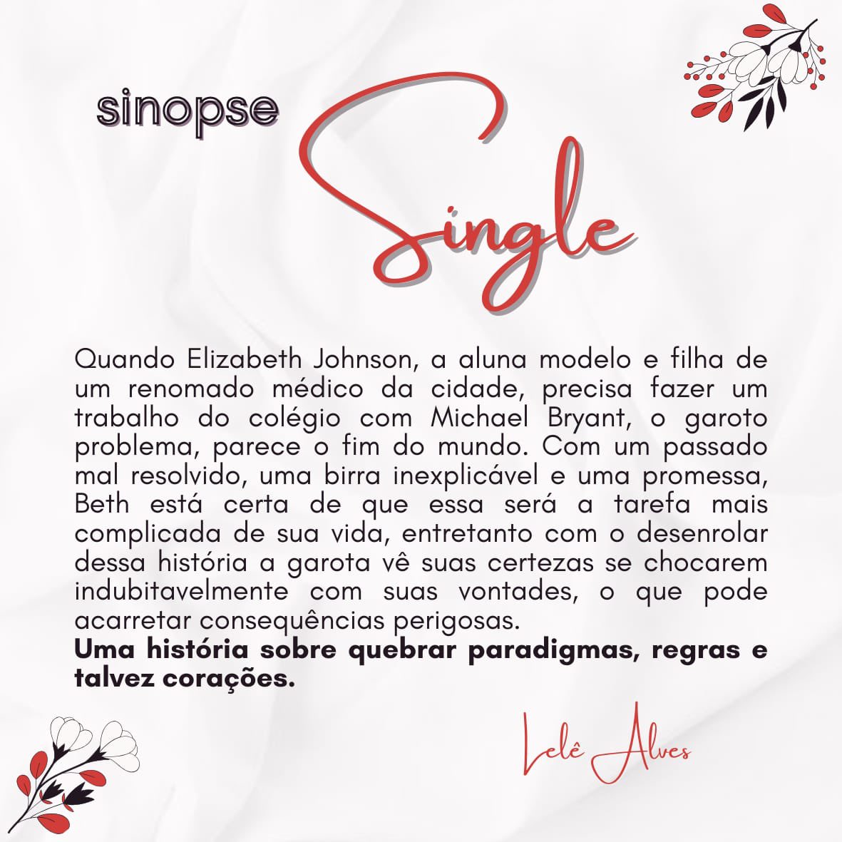 lelealvesx's tweet photo. Sinopse: SINGLE | A Melodia Entre Nós 💞
Curtiram? Deixem a opinião de vocês nos comentários! 😳
Compartilha pra me ajudar a divulgar esse trampo? 🫶
Lançamento: 01 de Maio de 2024! 🗓️
#single #livronacional #badboy #haterstolovers #sinopse https://t.co/eu304Zau7N