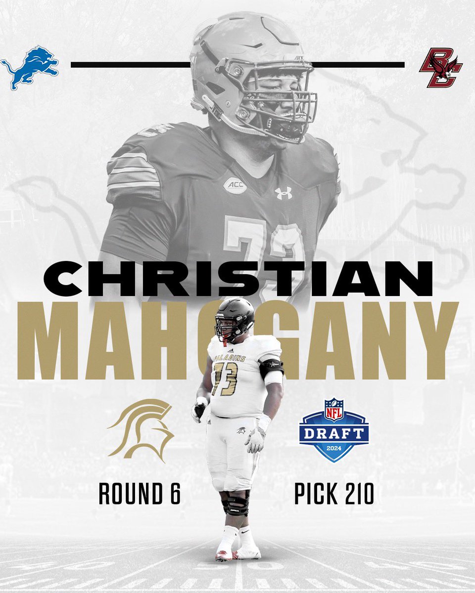 Congratulations to Christian Mahogany ‘19 on being selected 210th overall by the Detroit Lions in the 6th round of the NFL Draft! #Livin