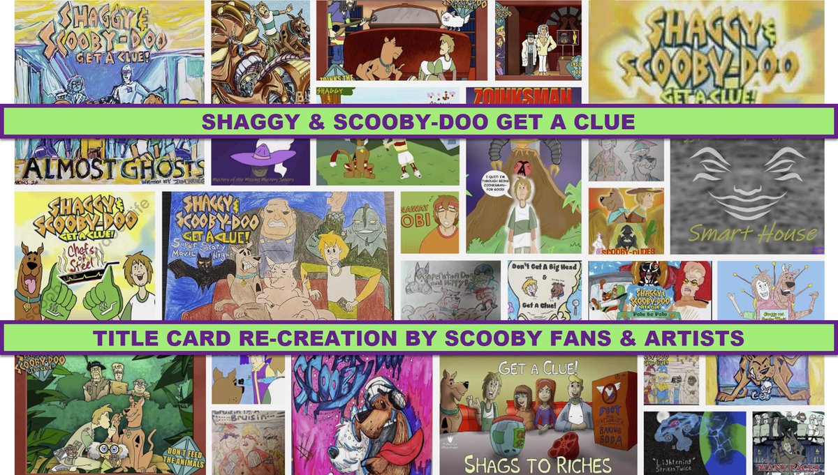 Here are all of the Shaggy & Scooby-Doo #GetAClue #TitleCardRecreation in one video! Thank you to everyone who participated! Be sure to check out the video and support all the amazing artists!

youtu.be/62RUAEGCkwY

#ScoobyDoo #Art #Drawing #DrawingChallenge #Scooby