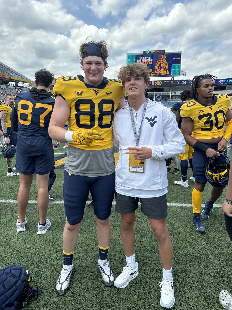 Jake and Jack at WVU Spring Game!! The brotherhood is real!! #WorkWins #RecruittheA