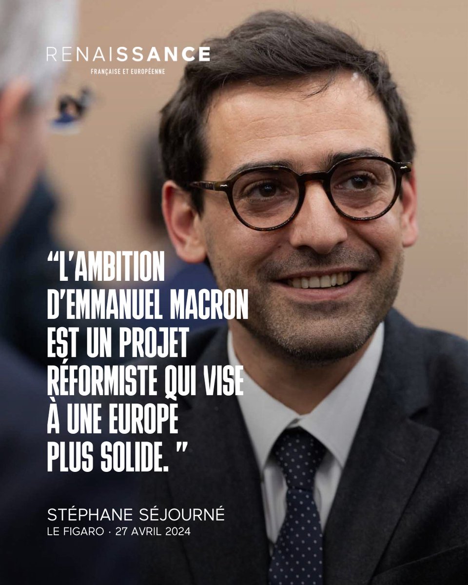 Renaissance's tweet photo. Après la Sorbonne II, @steph_sejourne estime que le président a présenté l’agenda d’une Europe-puissance.

« L'🇪🇺 peut mourir par naïveté du fait de dépendances successives. Il faut réindustrialiser le continent si l'on veut acheter européen. » https://t.co/BebPYiCYd7