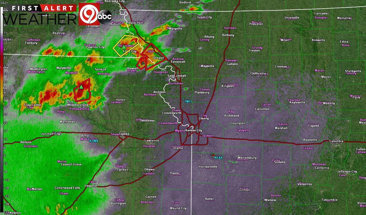 2:10 p.m. - We're starting to see some big storms going up over areas in NE Kansas and NW Missouri with a tornado warning for Holt Co. (MO). ❗️ Tornado Watch for most of the area until 9 p.m. Flash flooding threat tonight. We'll have you covered on @kmbc #Mowx #Kswx #Kcwx