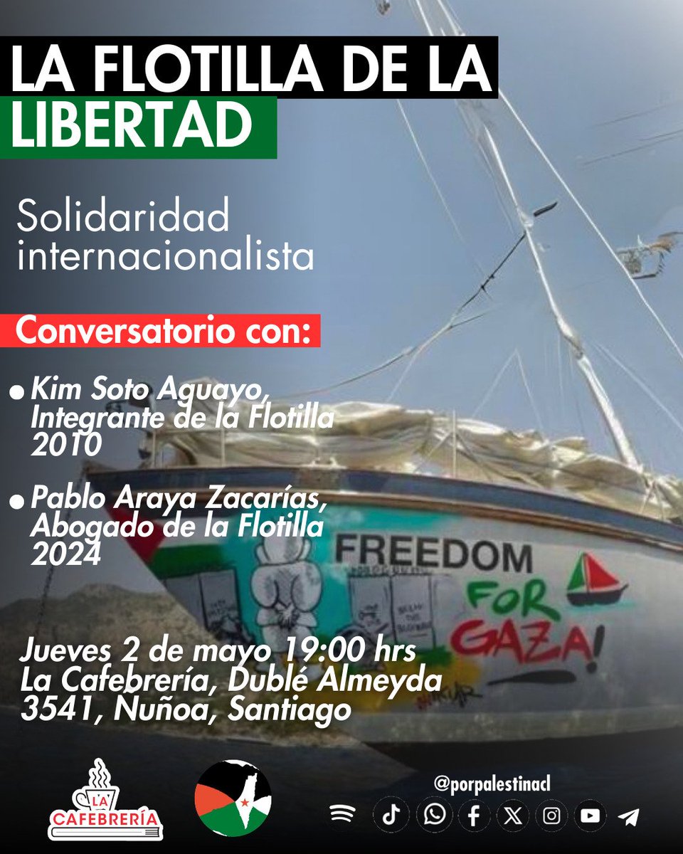 🧵LA FLOTILLA DE LA LIBERTAD es un movimiento de solidaridad internacionalista integrado por grupos activistas, campañas e iniciativas que buscan denunciar el bloqueo israelí en #Gaza, pedir un alto al fuego permanente y sortear el cierre de todos los pasos terrestres, ⬇️