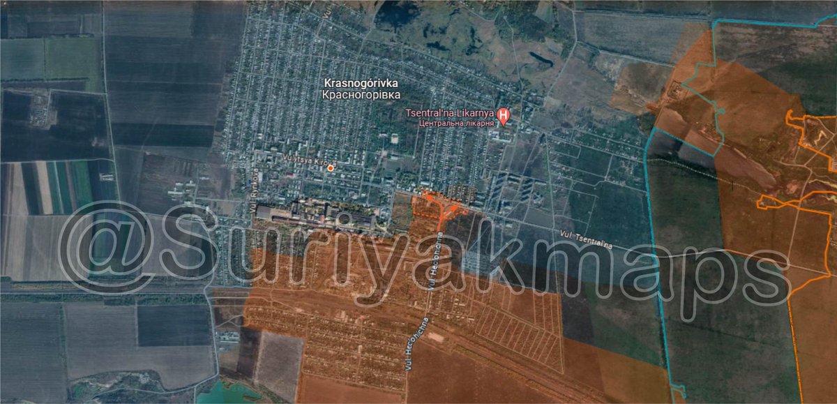 Ukrainian-Russian war. Day 794: Situation west of Donetsk city: #RussianArmy took control over Grand Alliance Gas Station and the adjacent buildings at Sovietska street thus reaching the microdistrict east of Krasnogorivka. Map: [ google.com/maps/d/viewer?… ]