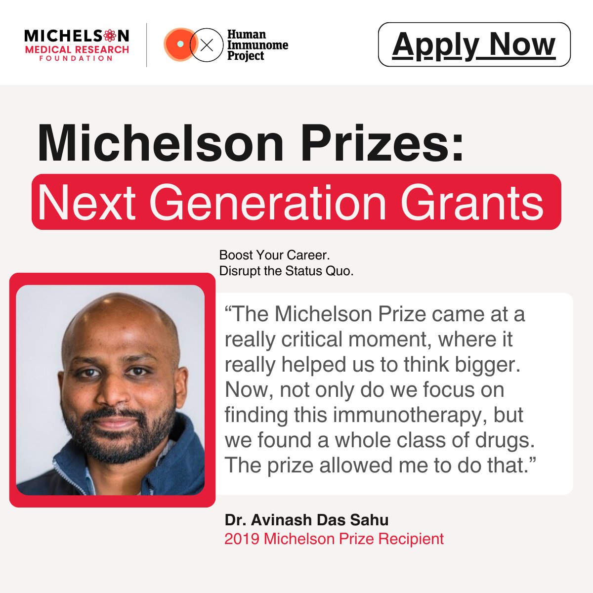 Can AI deep-learning frameworks empower new strategies for cancer immunotherapy? Dr. Avinash Das Sahu investigated that very question with his 2019 #MichelsonPrizes: Next Generation Grant. Apply today: michelsonprizes.smapply.org @ImmunomePro